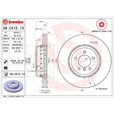 De Moda Disco de freno BREMBO 09.C415.13